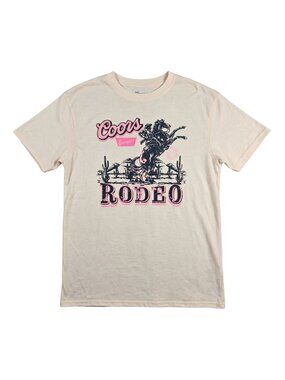 NWOT Coors Banquet Rodeo Graphic T-Shirt Cowboy Vintage Style Cream Pink | Small